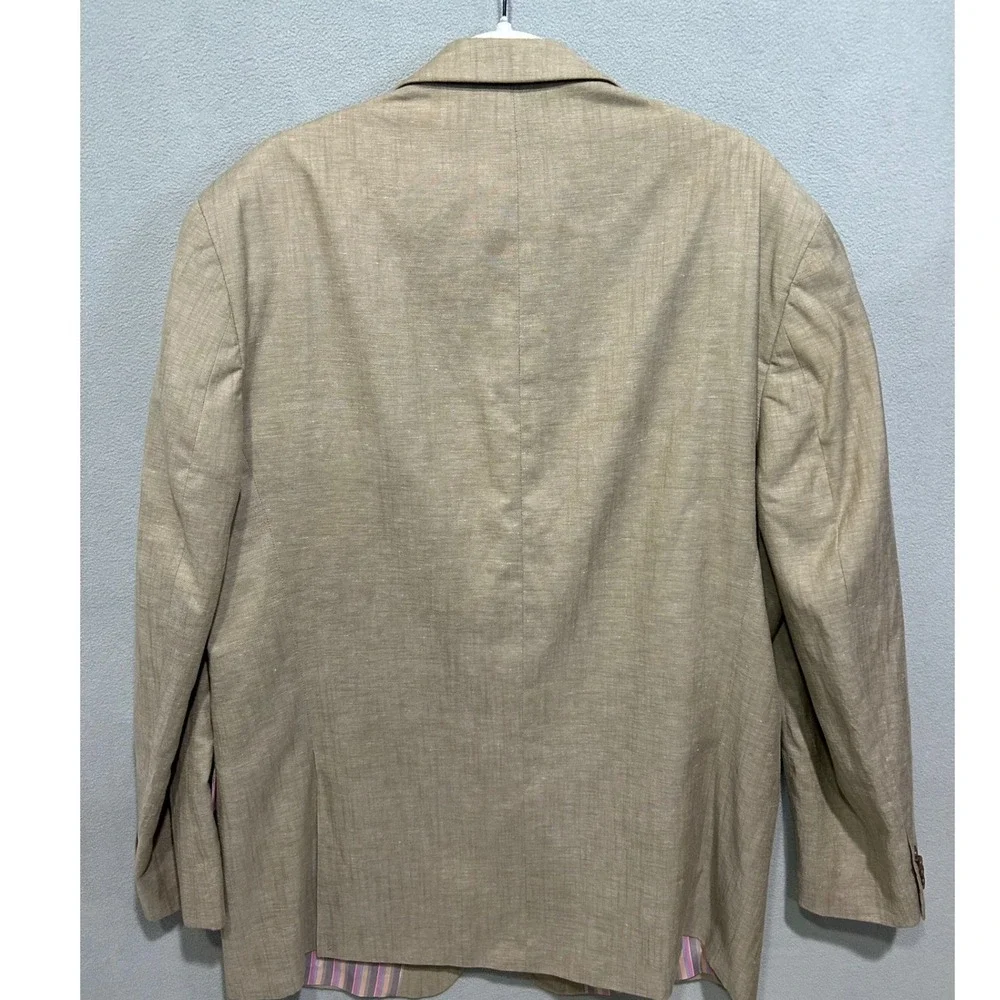 Michael Kors Linen Blazer Mens 46L Tan Two Button Sport Coat Professional Summer